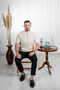 İnterview Wrap Polo Collar Rayon Fine Knit Beige T-Shirt - 8