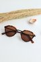 Anastasia Leopard Oval Brown Metal Frame Glass Metal Handle Uv400 Unisex Sunglasses - 2