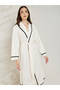 Contrast Stitch Edge Waffle Robe - 2