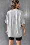 Women's Gray Crew Neck Brooklyn Printed Oversize T-Shirt-Leggings Set - 2