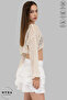 White Ruffled Mini Skirt Layered Wrapped Fabric Elastic Waist Unlined Comfortable Daily Women's - 3