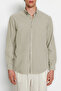 Bej Unisex Regular Fit %100 Pamuklu Keten Görünümlü Gömlek TMNSS23GO00099 - 6