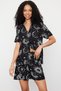 Women's Couple/Couple Black Galaxy Patterned Viscose Woven Pajamas with Shorts Thmss24Pt00135 - 2