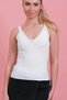 Women's White Regular Oversize Waist Detailed V-Neck Summer Sling Knitwear Blouse Athlete