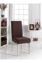 6-Piece Chair Cover Dark Brown Color Lycra Washable - 2