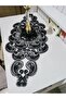 Damla 5 Piece Luxury Runner Living Room Coffee Table Cover Set French Laced Dowry Set - 6