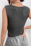 Square Neck Stretchy Crop Blouse with Gather Detail - 2