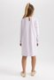 Girls' Crew Neck Floral Long Sleeve Dress W8754A622Sp - 5