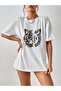 Women's White Be Strong Tiger Printed Oversize T-Shirt - 3