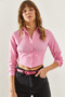 Women's Pink Long Sleeve Shirt with Elastic Back 60251271