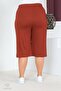 Women's Large Size Elastic Waist Comfort Model with Pockets Comfortable Fit Lycra Cotton Wide Leg Capri - 6