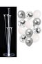 7 Balloon Stand and 10 Silver-White-Transparent Confetti Balloon Set