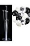 7 Balloon Stand and 10 Pcs Black White and Transparent Confetti Balloons Set