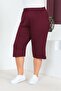 Women's Large Size Elastic Waist Comfort Model with Pockets Comfortable Fit Lycra Cotton Wide Leg Capri - 6