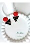 Red Rose Flower with Steel Earring Apparatus Handmade Polymer Clay Earrings Ultra Light - 7