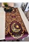 Runner Ramadan Bear Burgundy Gold 43X140Cm Ramadan Table Eid Kareem Iftar Table Mubarak Sahur - 5