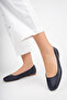 Genuine Leather Navy Blue Women's Leather Ballerinas Dp58-4096 - 2