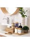 2 Pcs Bamboo Lid, Clear Glass Jar, Stick, Cotton, Floss, Makeup Brush Organizer - 5