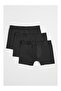 Black Plain 3-Pack Men's Cotton Stretch Fabric Boxer