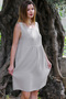 Organic Cotton Mink Round Neck Sleeveless Pocketed Woven Casual Muslin Dress - 7