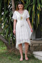 Ecru V-Neck Tissue Sleeve Lined Tassel Detailed Lace Back Long Woven Casual Dress - 2