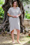 Organic Cotton Mink Shirt Collar Buttoned 3/4 Sleeve Buttoned Pocketed Woven Casual Muslin Dress - 7