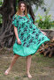 Dark Pastel Green - Ruffled Camouflage Skirt Pool Collar Casual Dress - 3