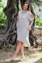 Organic Cotton Mink Shirt Collar Buttoned 3/4 Sleeve Buttoned Pocketed Woven Casual Muslin Dress - 3