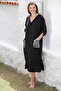 Black Hooded Buttoned Long Sleeve Pocketed Slit Troc Woven Casual Dress - 5