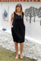 Organic Cotton Black Round Neck Sleeveless Pocketed Woven Casual Muslin Dress