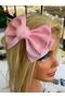 Pink Linen and Gingham Fabric Automatic Butterfly/Bow Buckle Suitable for Child/Adult Use