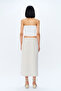 Natural Linen Midi Skirt - Slit Detail - 5