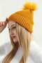 Women's Winter Mustard Pompom Knitwear Beret - 3