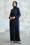 Ruffle Detail at the Back, Drawstring, Navy Blue Robe - 4