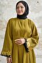 Floral Sequin Detail Oil Green Ferace - 3
