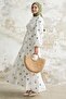 White Embroidered Shirt Collar Dress - 4