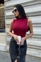 Women's Cream Navy Blue Claret Red 3-Piece Sleeveless Bodysuit - 6