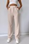 Beige Palazzo Women's Trousers - Velcro Detail - 6