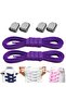 Super Practical Elastic Laces, Elastic Shoelaces with Metal Buckle, Smart Laces Purple, 1 Pair