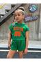 Girls' Green Hooded Shorts and T-shirt Set with Boston25 Printed