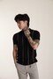 The Champ Polo Collar Zippered White Striped Knitwear Knitted Black Men's T-Shirt - 4