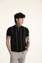 The Champ Polo Collar Zippered White Striped Knitwear Knitted Black Men's T-Shirt - 5