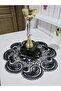 Damla 5 Piece Luxury Runner Living Room Coffee Table Cover Set French Laced Dowry Set - 8