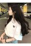 Women's White Figure Bear Printed Oversize T-Shirt - 5