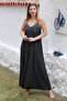Italian Anthracite V-Neck Strap Woven Wide Leg Casual Viscose Jumpsuit - 6