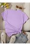 Women's Lilac Colored Brooklyn Printed Oversize T-Shirt - 2