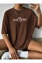 Women's Brown Palm Springs Printed Oversize T-Shirt - 4
