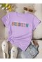 Women's Lilac Colored Brooklyn Printed Oversize T-Shirt