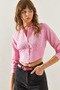 Women's Pink Long Sleeve Shirt with Elastic Back 60251271 - 6