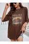 Women's Brown Tasmania Printed Oversize T-shirt - 3
